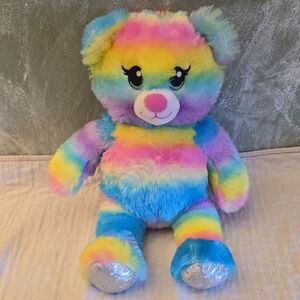 Build A Bear Rainbow Plush Teddy Bear 16in Like New